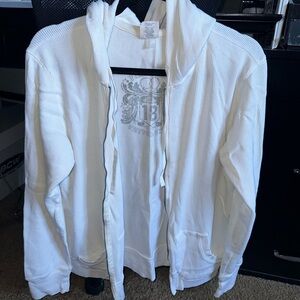 XL white womens Hooded zippered thermal with interior Logo old navy